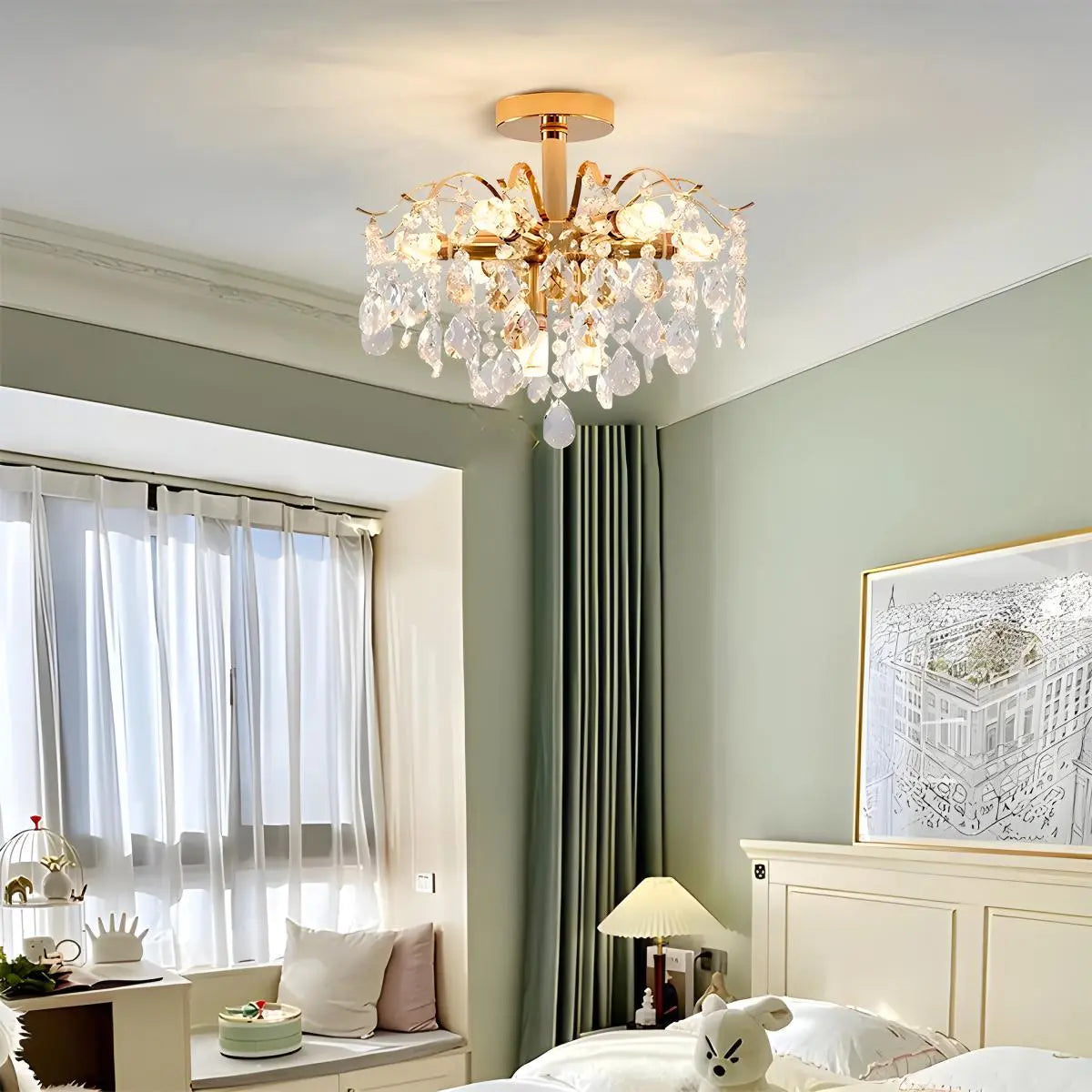 Feyran French Vintage Crystal Ceiling Chandelier