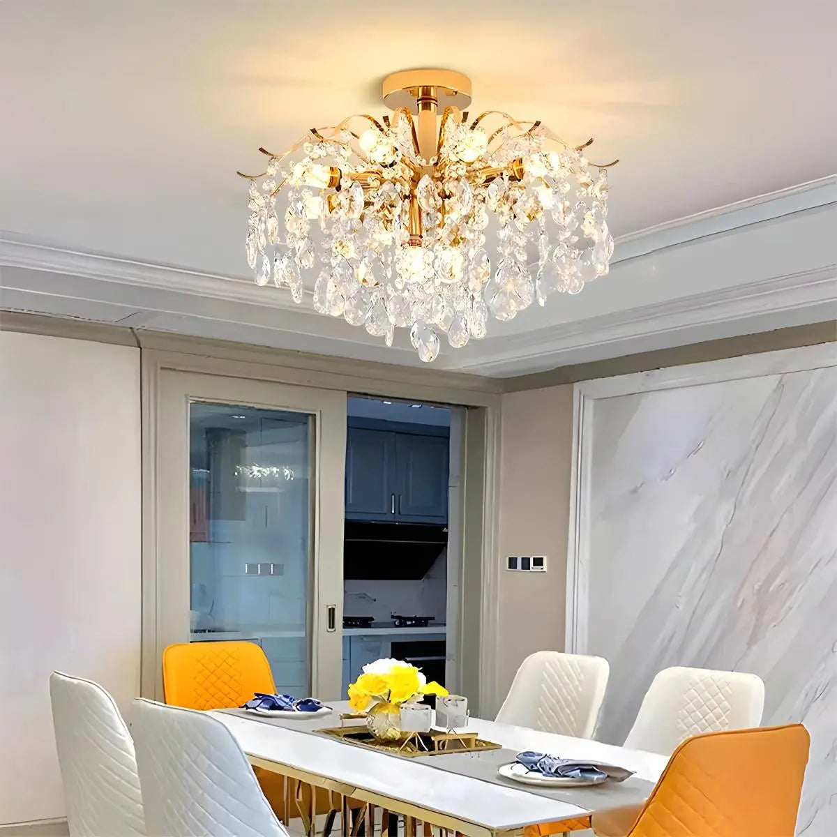 Feyran French Vintage Crystal Ceiling Chandelier