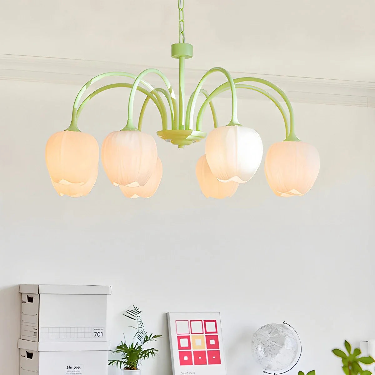 Feyran French Romance Tulip Matcha Chandelier