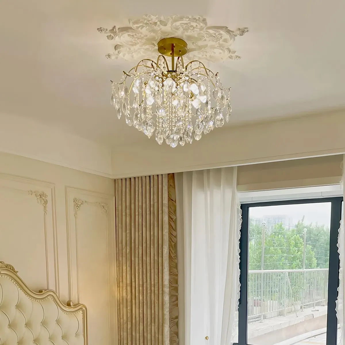 Feyran French Vintage Crystal Ceiling Chandelier