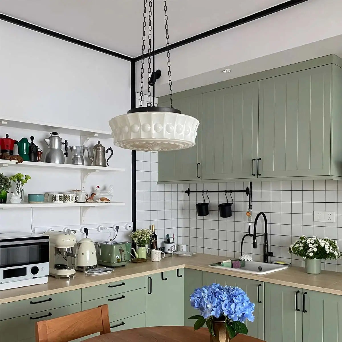 Feyran Hailie Vintage French Dome Pendant Light for Living Room