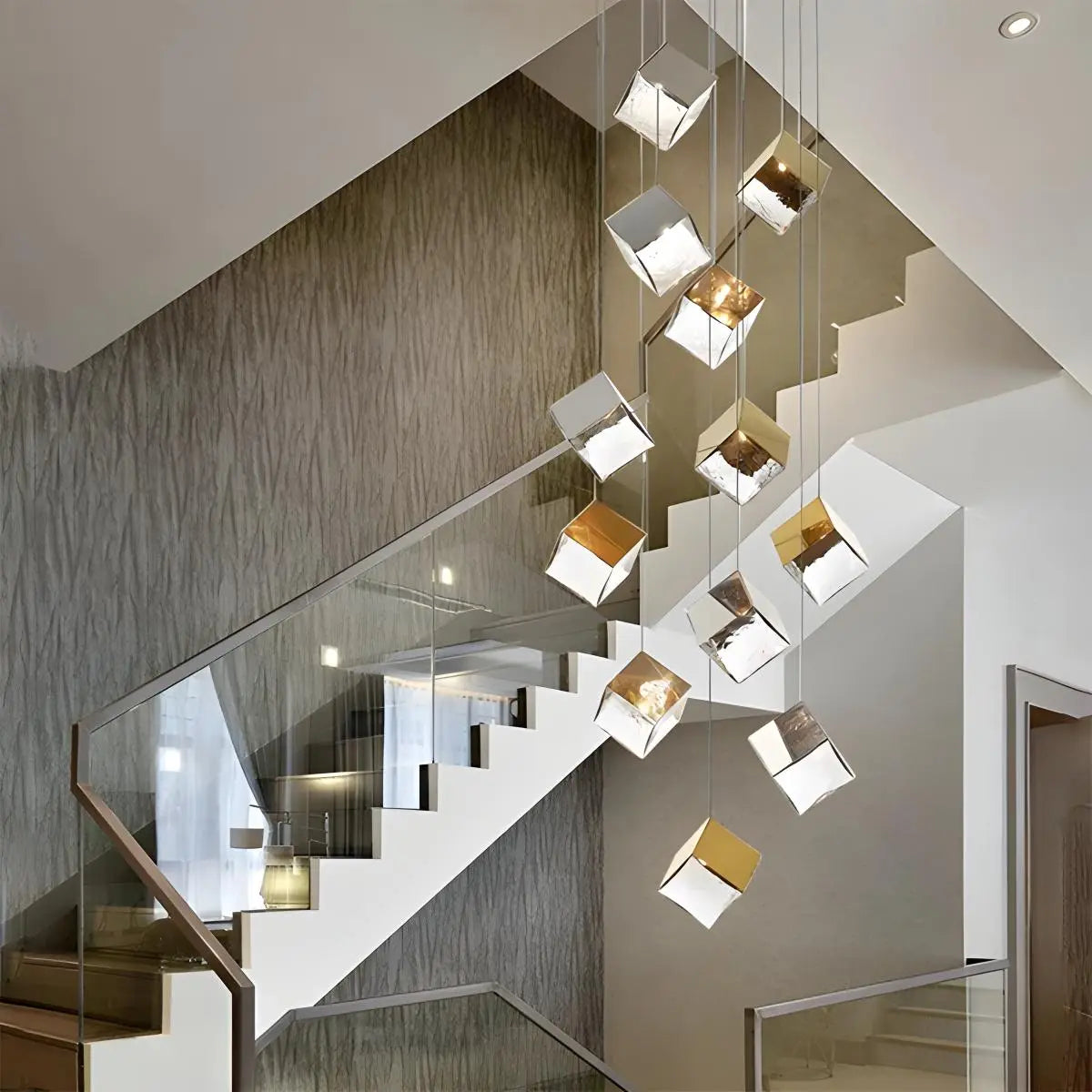 Feyran Ice Cube Textured Glass Chandelier