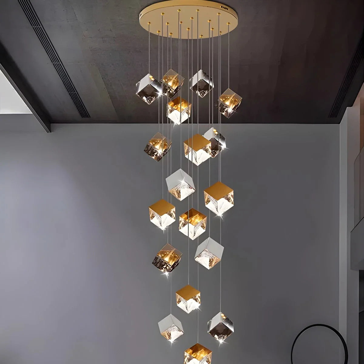 Feyran Ice Cube Textured Glass Chandelier