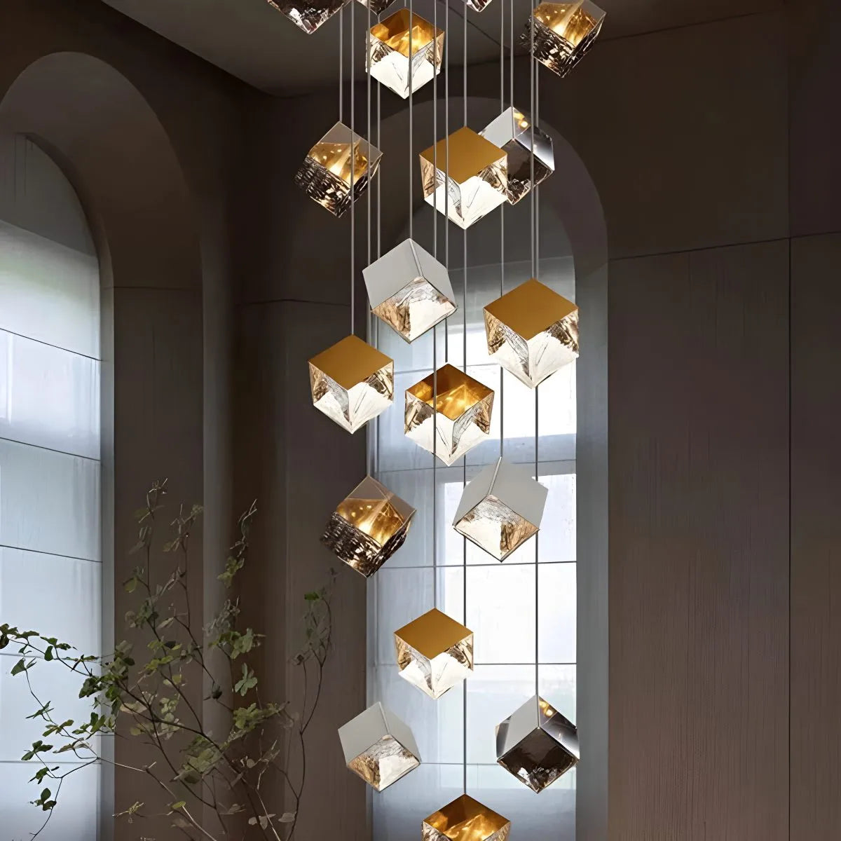Feyran Ice Cube Textured Glass Chandelier