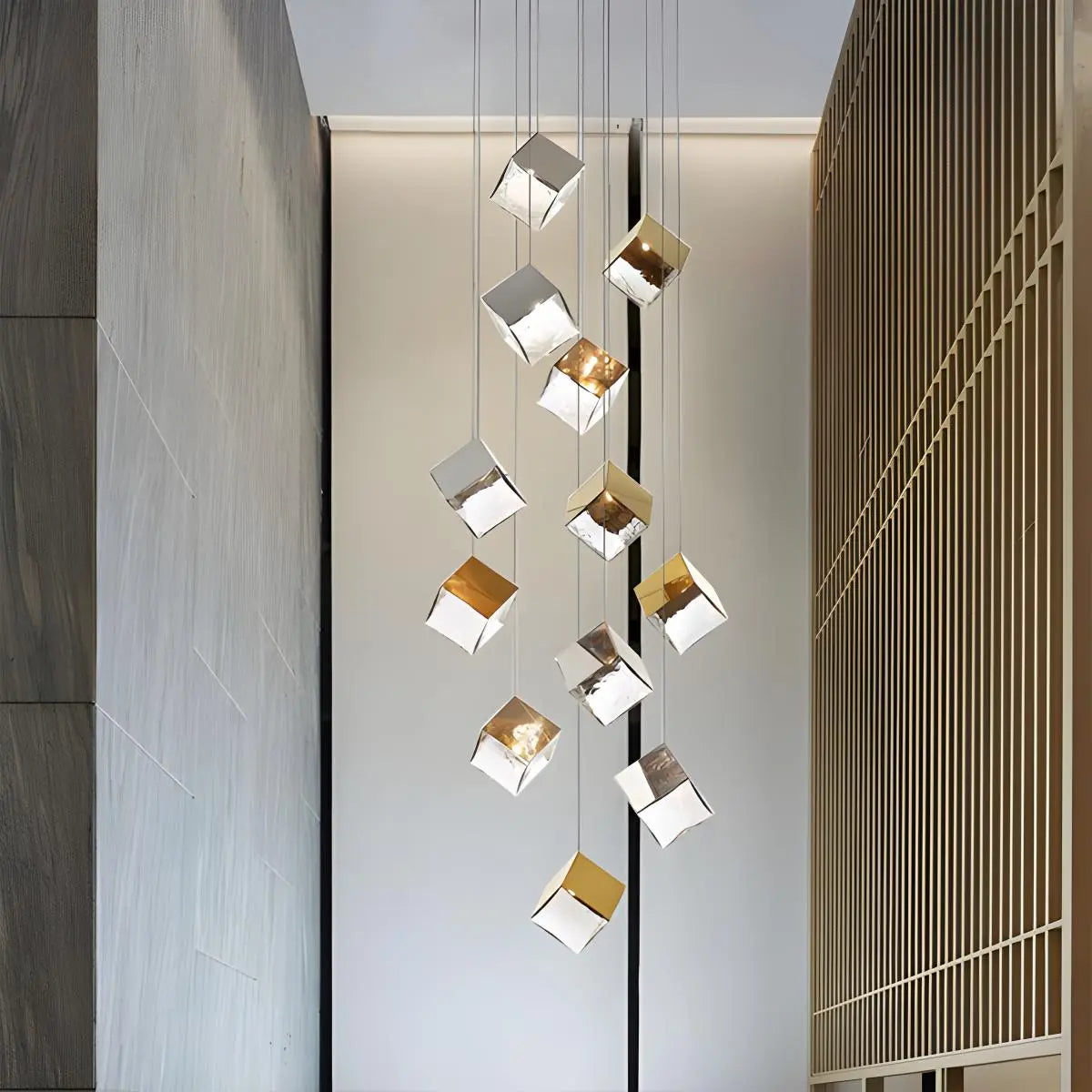 Feyran Ice Cube Textured Glass Chandelier