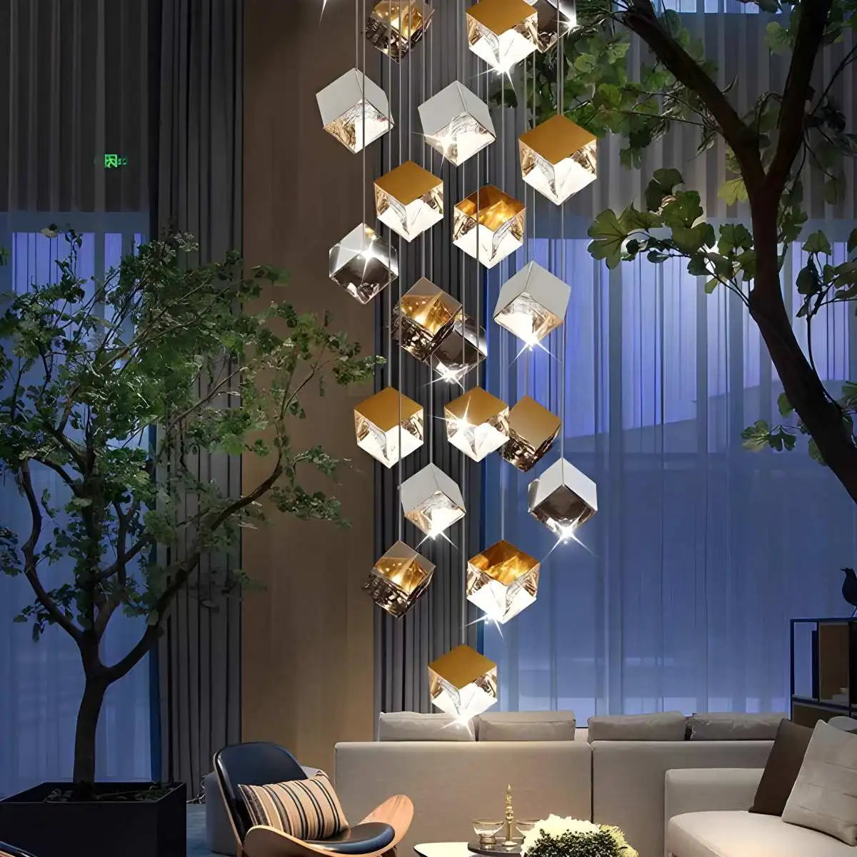 Feyran Ice Cube Textured Glass Chandelier