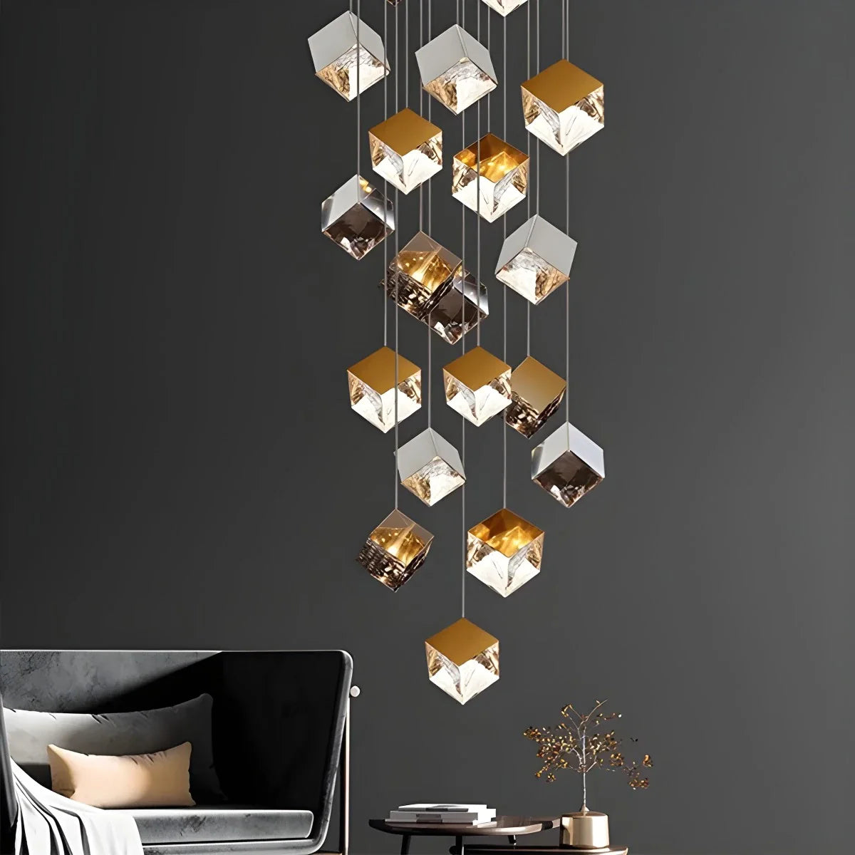Feyran Ice Cube Textured Glass Chandelier