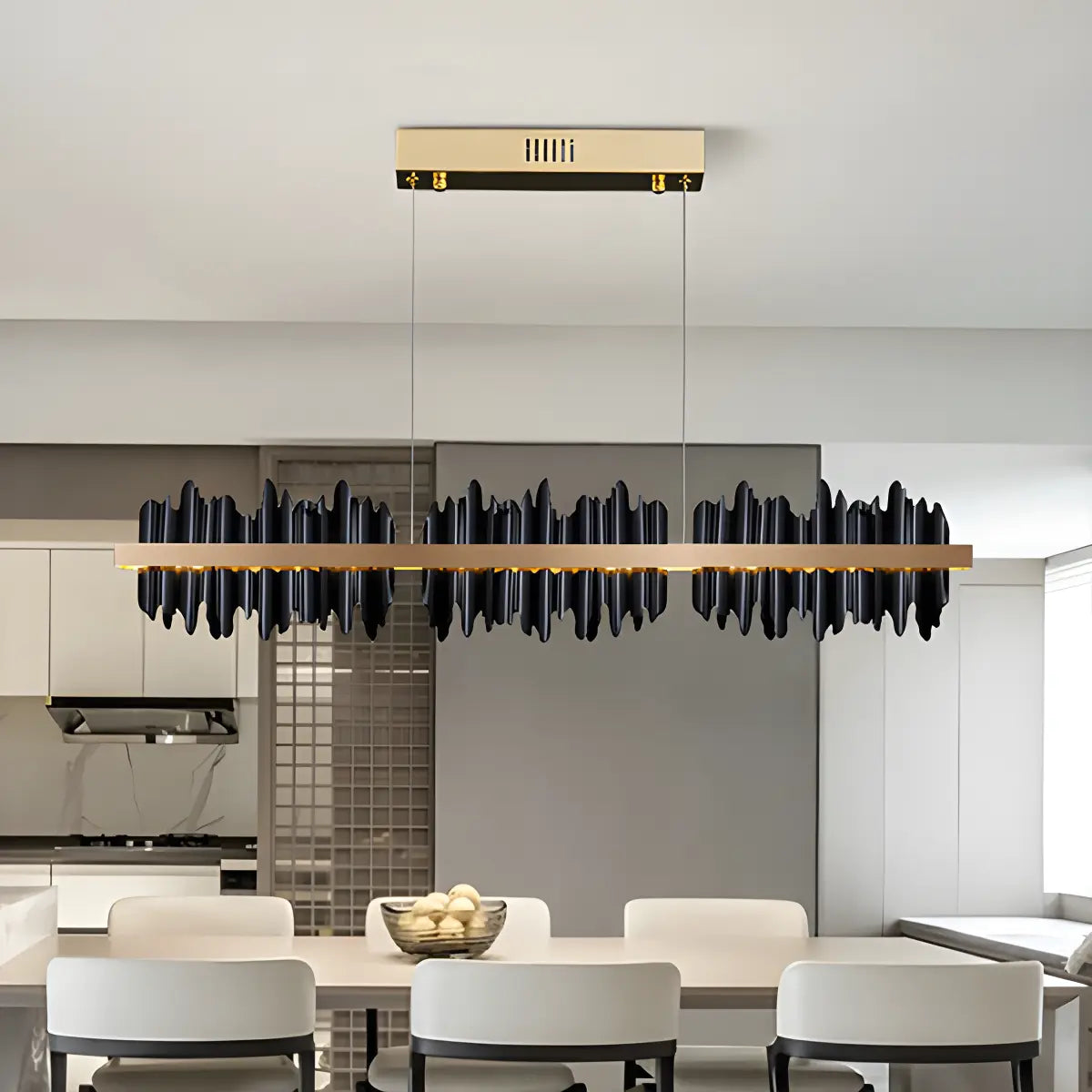 Feyran Iceberg Linear Chandelier-Black & Gold