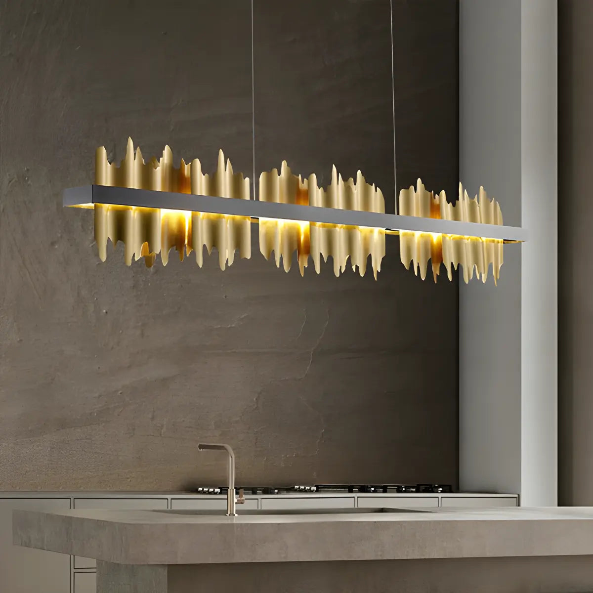 Feyran Iceberg Linear Chandelier-Black & Gold