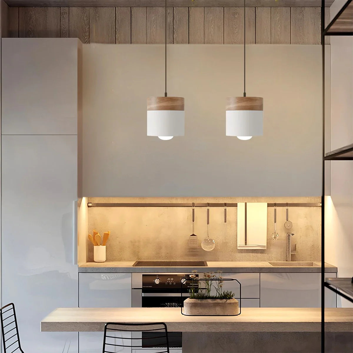 Feyran Laetus Modern Wood Accent Pendant Light
