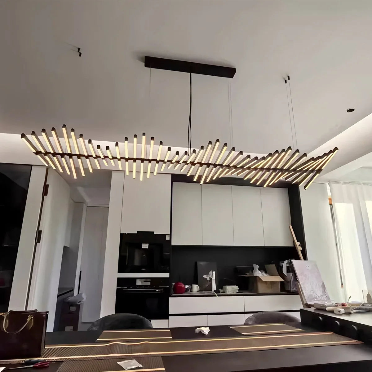 Feyran Linear Fish Bone Modeling Chandelier