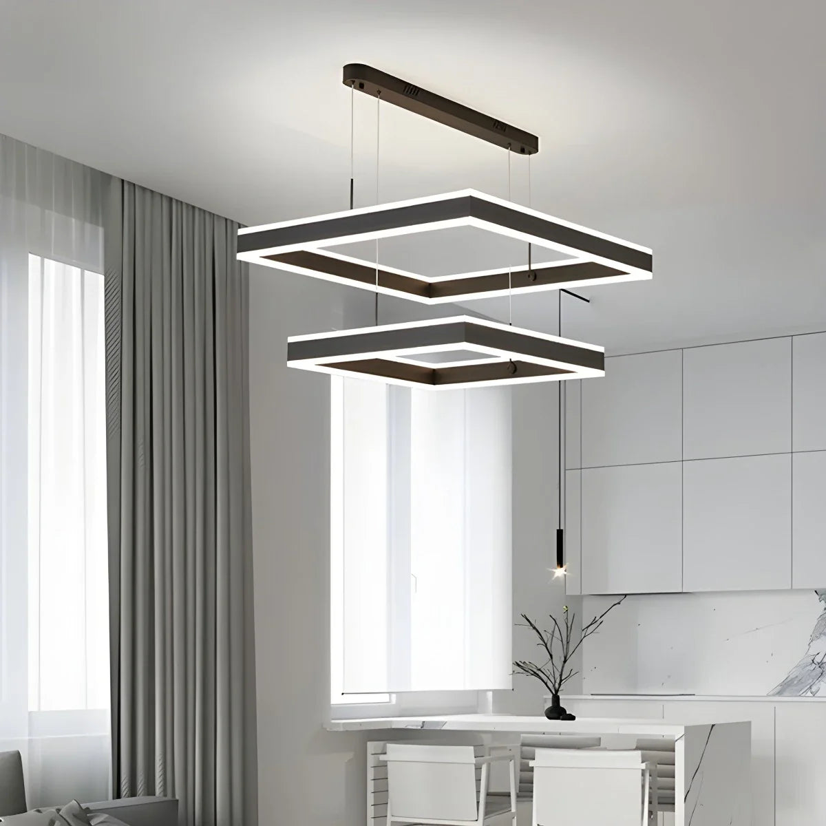 Feyran Tiered Black Square Pendant Lamp for Living Room