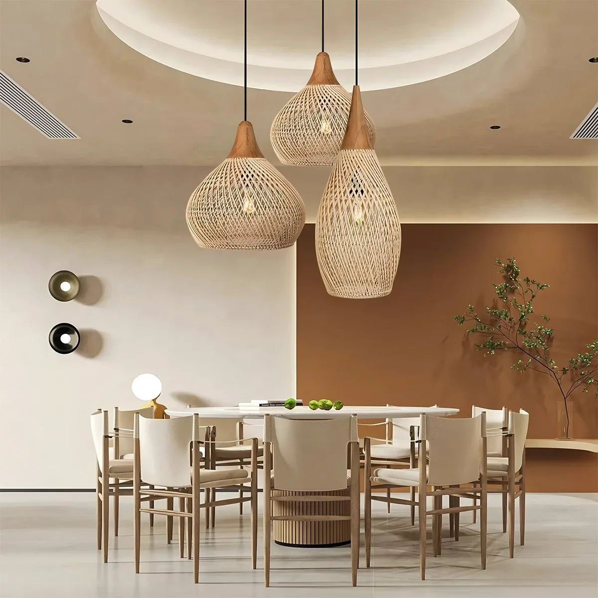 Feyran Rattan Lantern Pendant Light for Dining Room