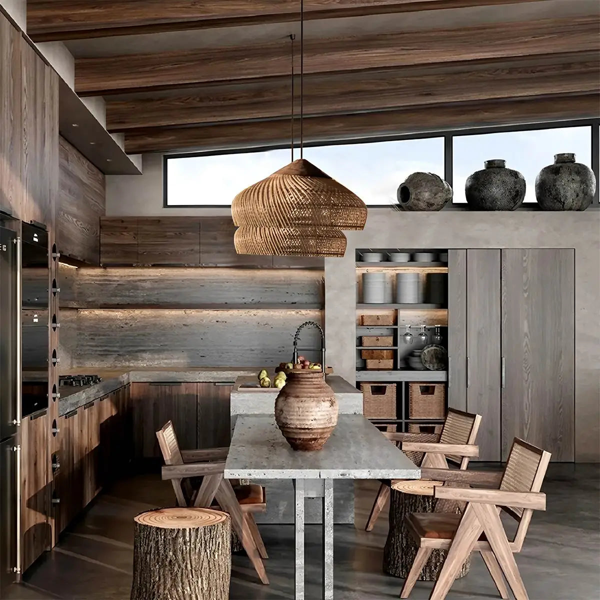 Feyran Rattan Lantern Pendant Light for Dining Room