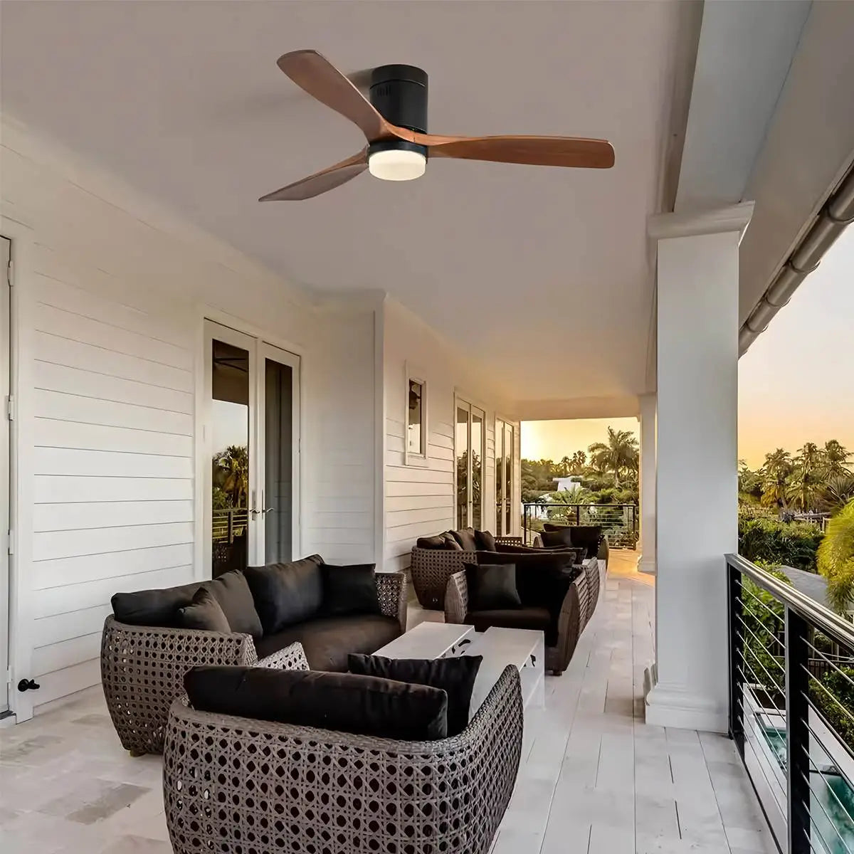 Feyran Mid-century Modern Hugger Ceiling Fan Lamp