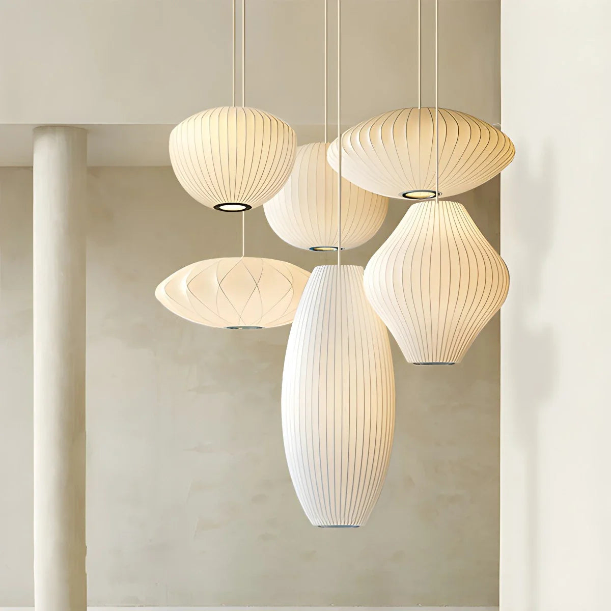 Feyran Vintage LED Silk Lantern Pendant Light