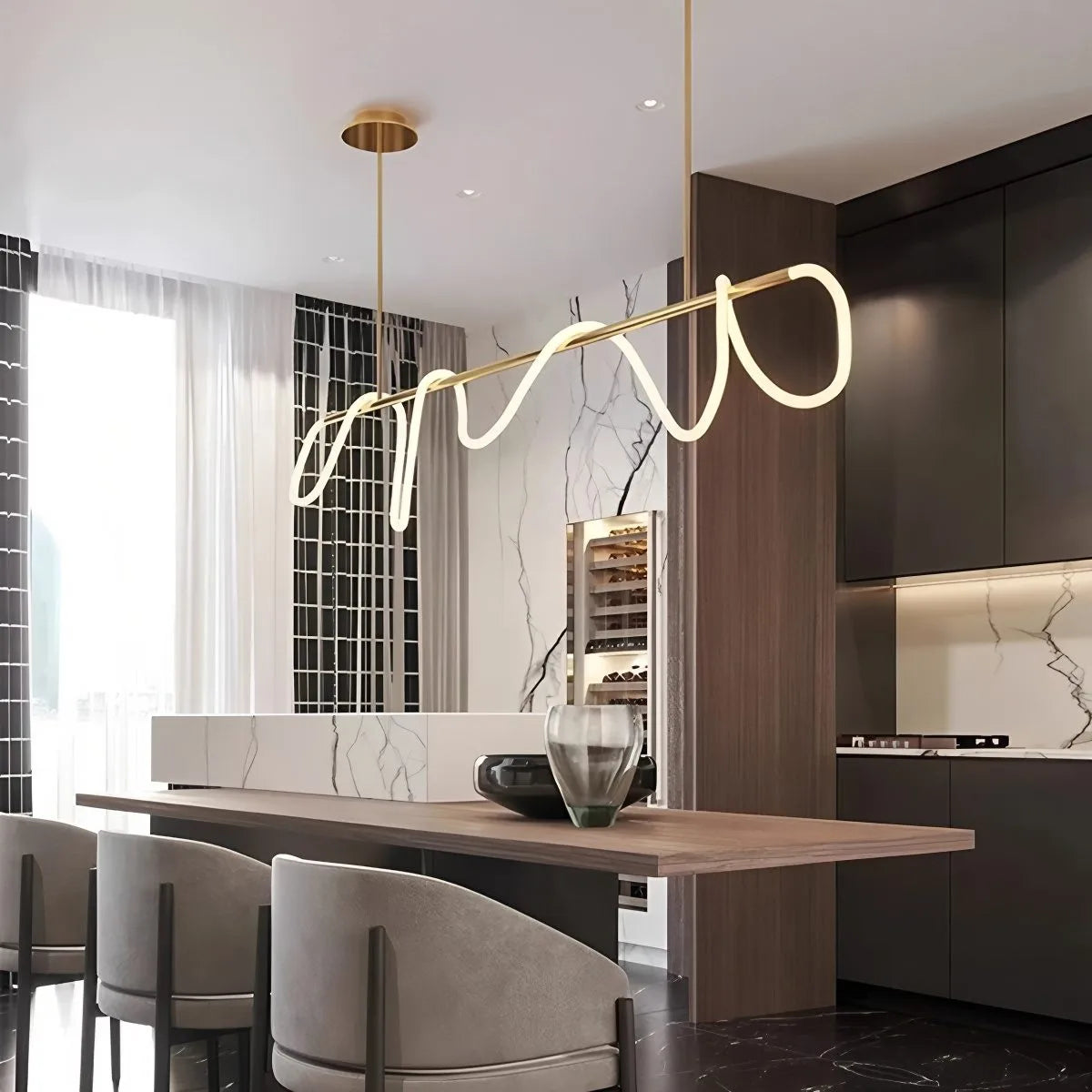 Feyran Modern Long Hose Led Pendant Light for Dining Room