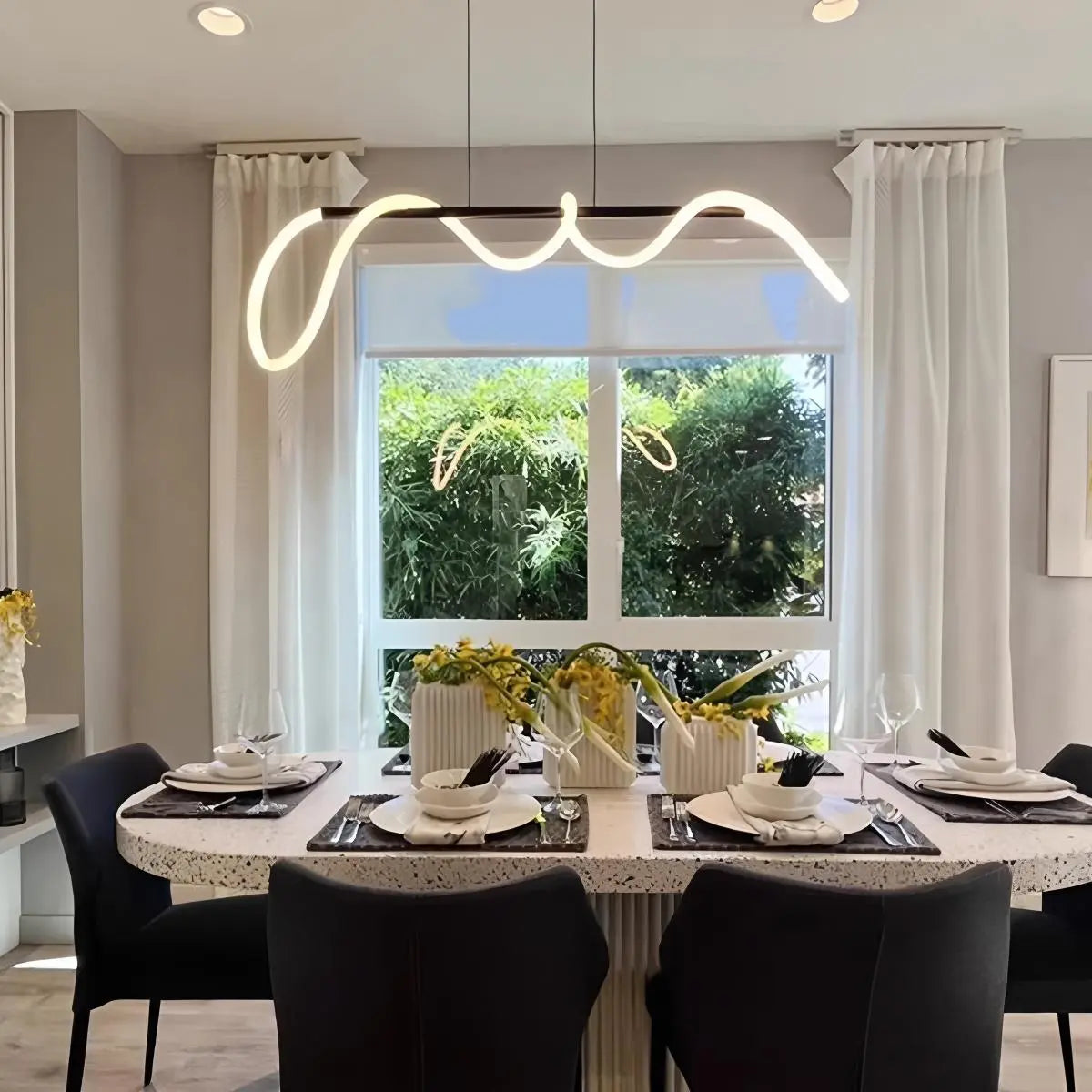 Feyran Modern Long Hose Led Pendant Light for Dining Room