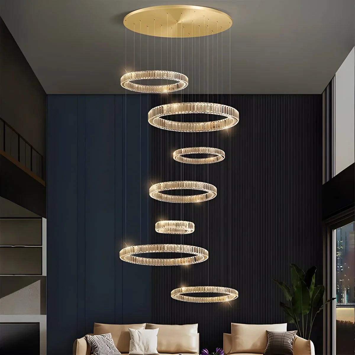 Feyran Nordic Circular Villa Crystal Chandelier