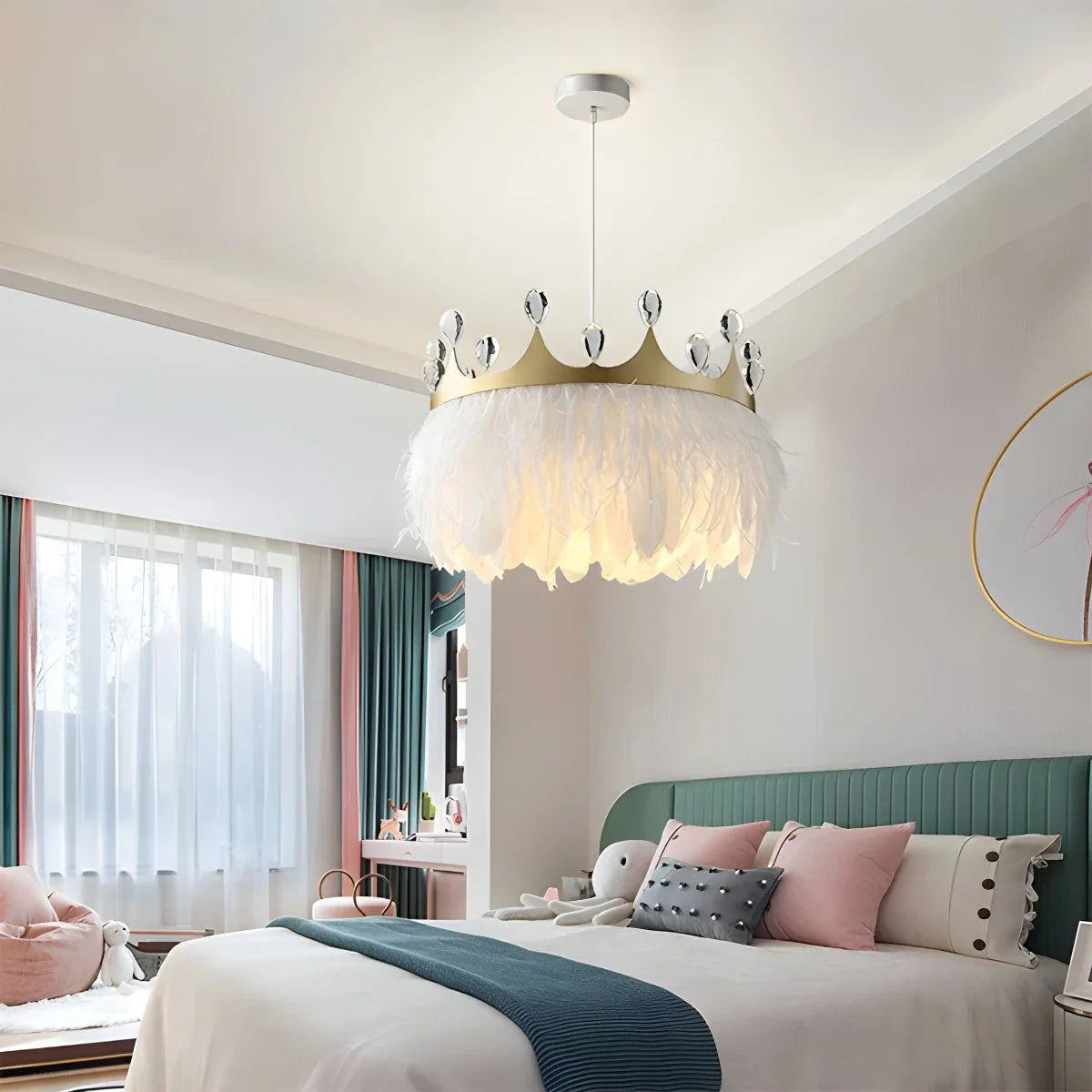 Feyran Nordic Feather Crystal Crown Chandelier
