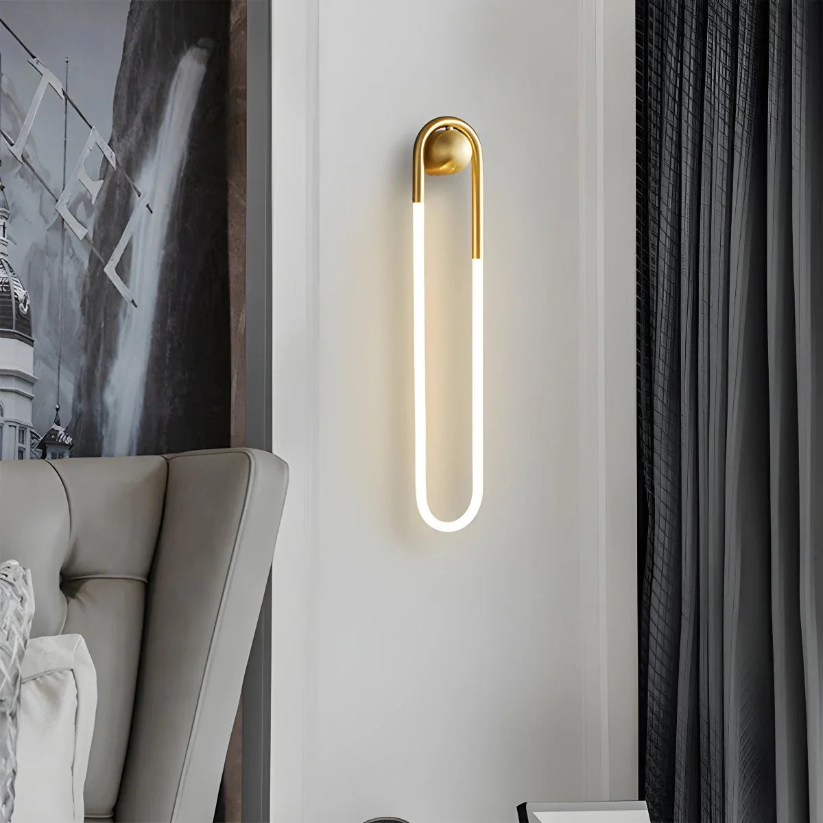Feyran Oval Brass Wall Sconce for Living Room