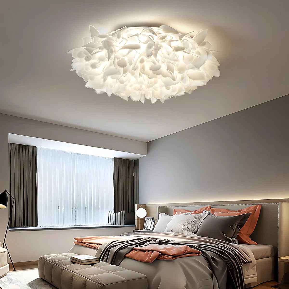 Feyran White Flower-Shaped Flush Mount Ceiling Light