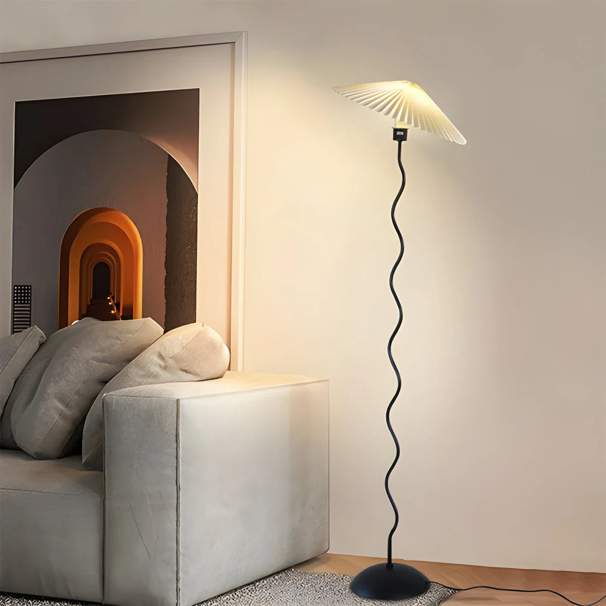 Feyran Pleated Squiggle Floor & Table Lamp