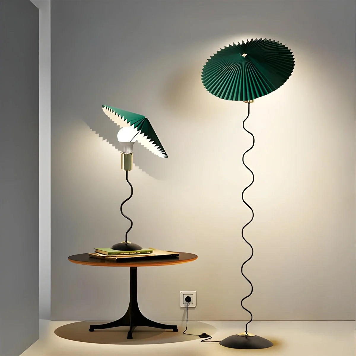 Feyran Pleated Squiggle Floor & Table Lamp