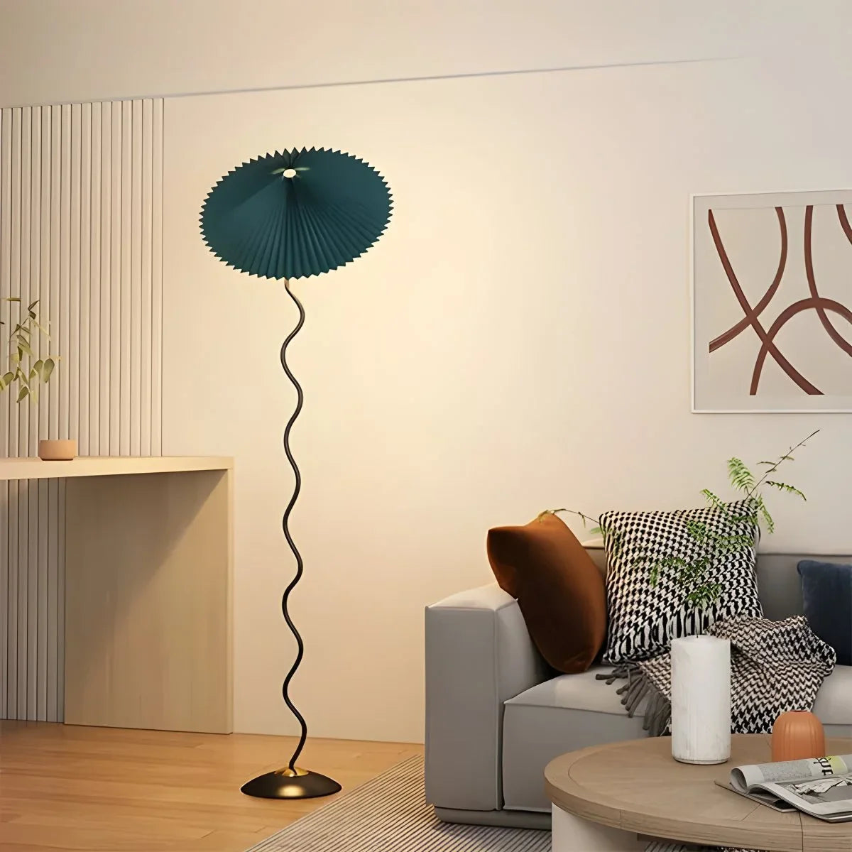 Feyran Pleated Squiggle Floor & Table Lamp