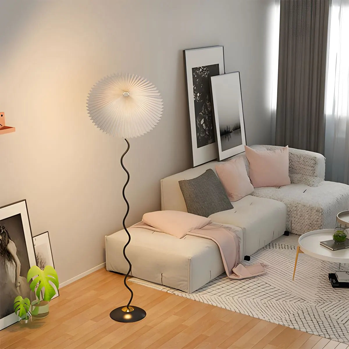 Feyran Pleated Squiggle Floor & Table Lamp
