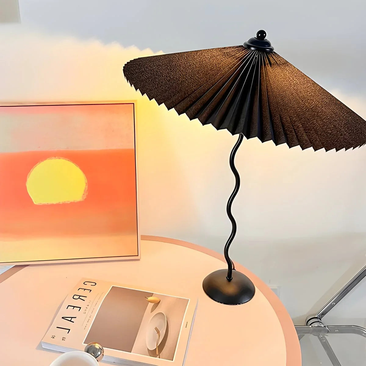 Feyran Pleated Squiggle Floor & Table Lamp