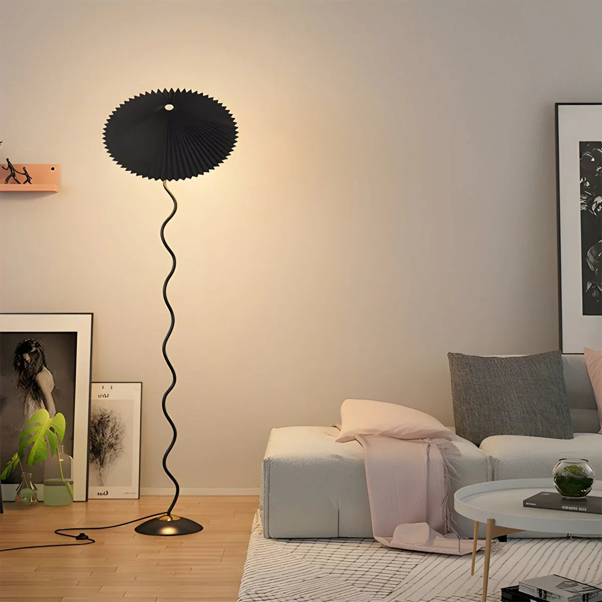 Feyran Pleated Squiggle Floor & Table Lamp
