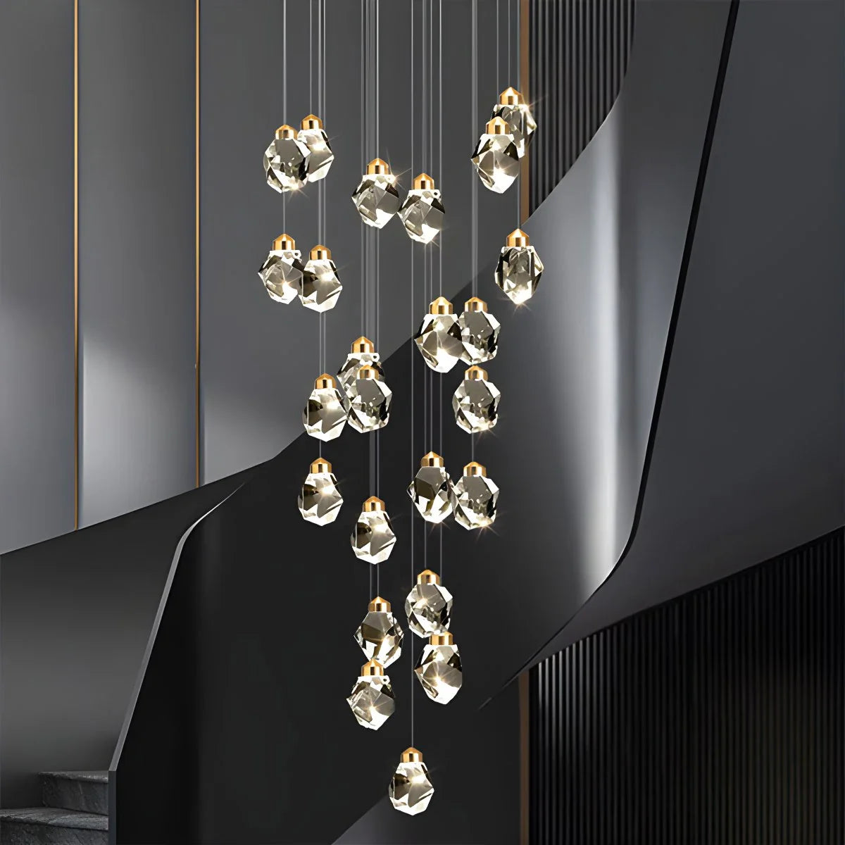 Feyran Rock Crystal Rain Chandelier for Living Room