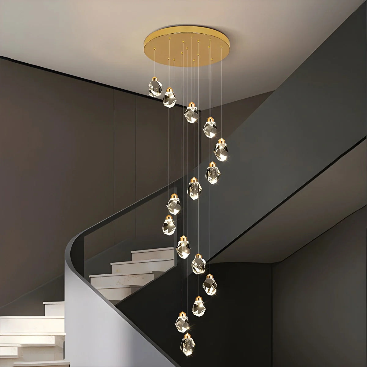 Feyran Rock Crystal Rain Chandelier for Living Room