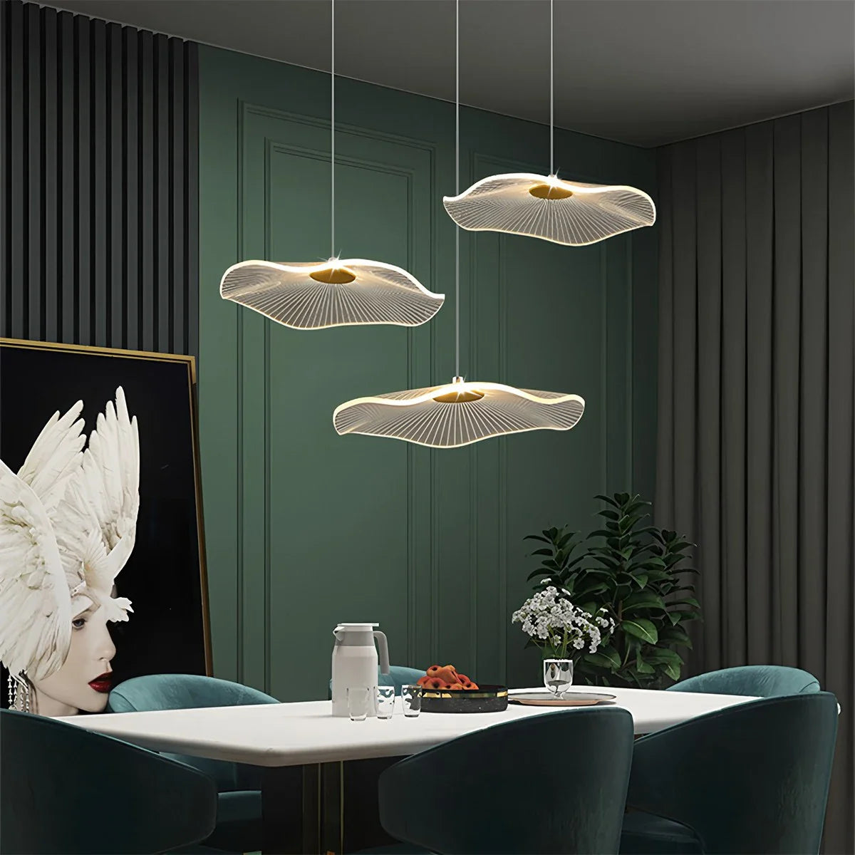 Feyran Rotasu Lotus Leaf Staircase Chandelier