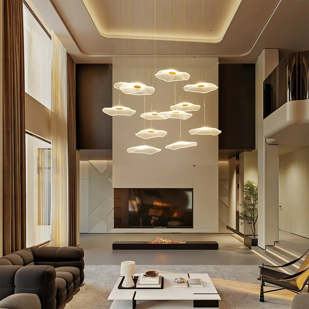 Feyran Rotasu Lotus Leaf Staircase Chandelier