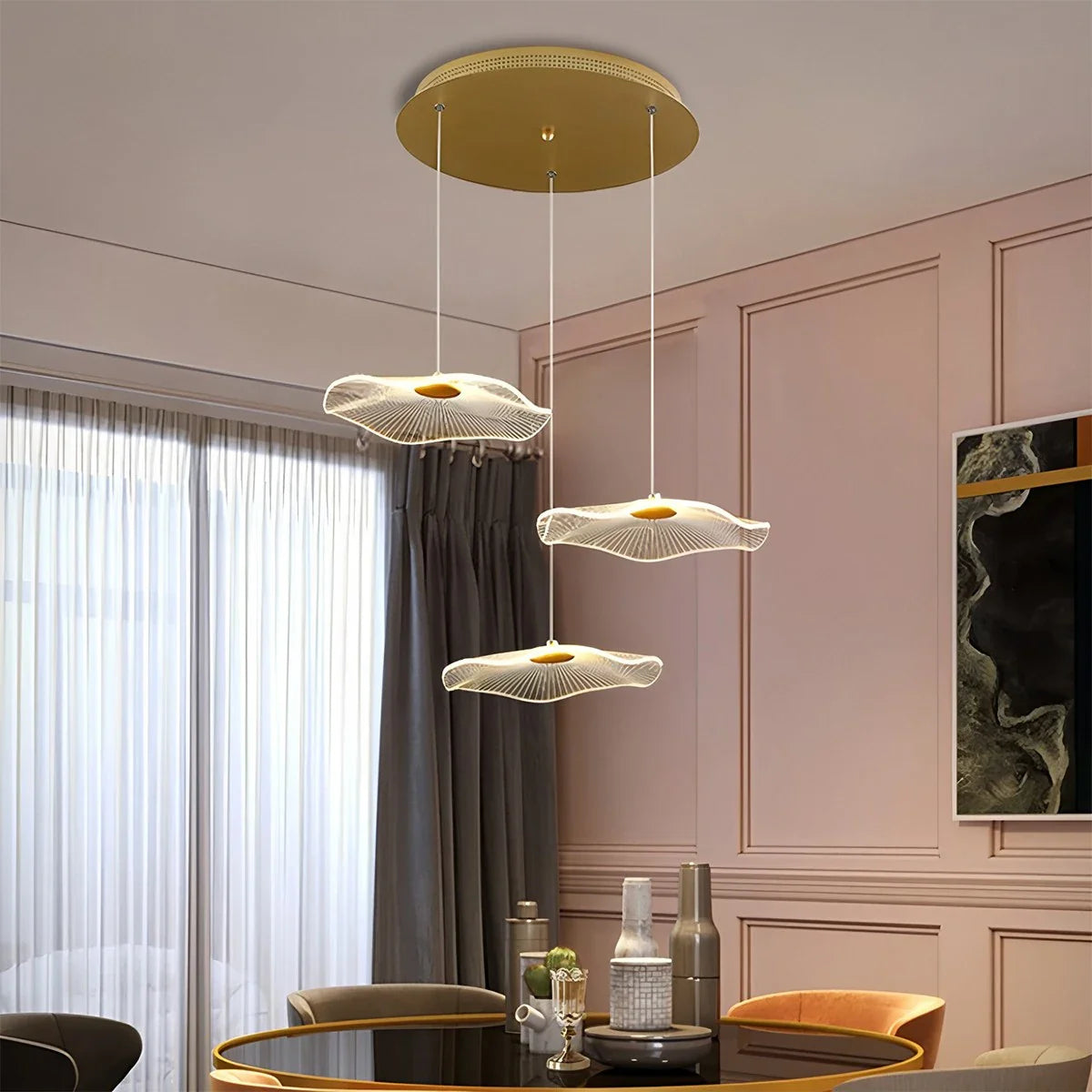 Feyran Rotasu Lotus Leaf Staircase Chandelier