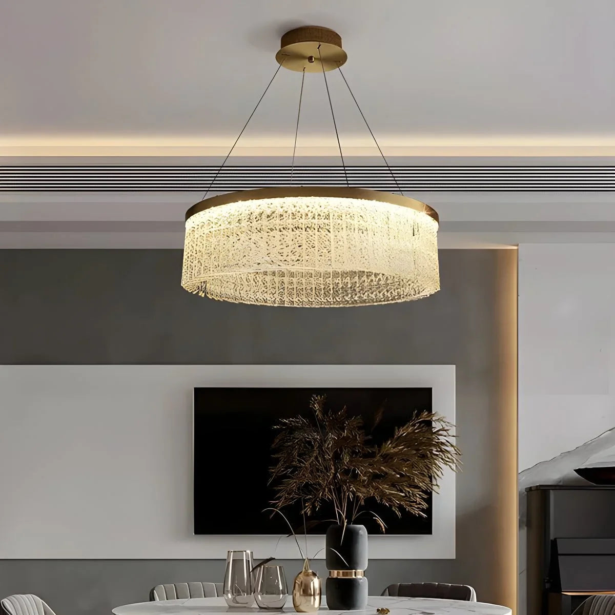 Feyran Round Halo Crystal Chandelier for Living Room