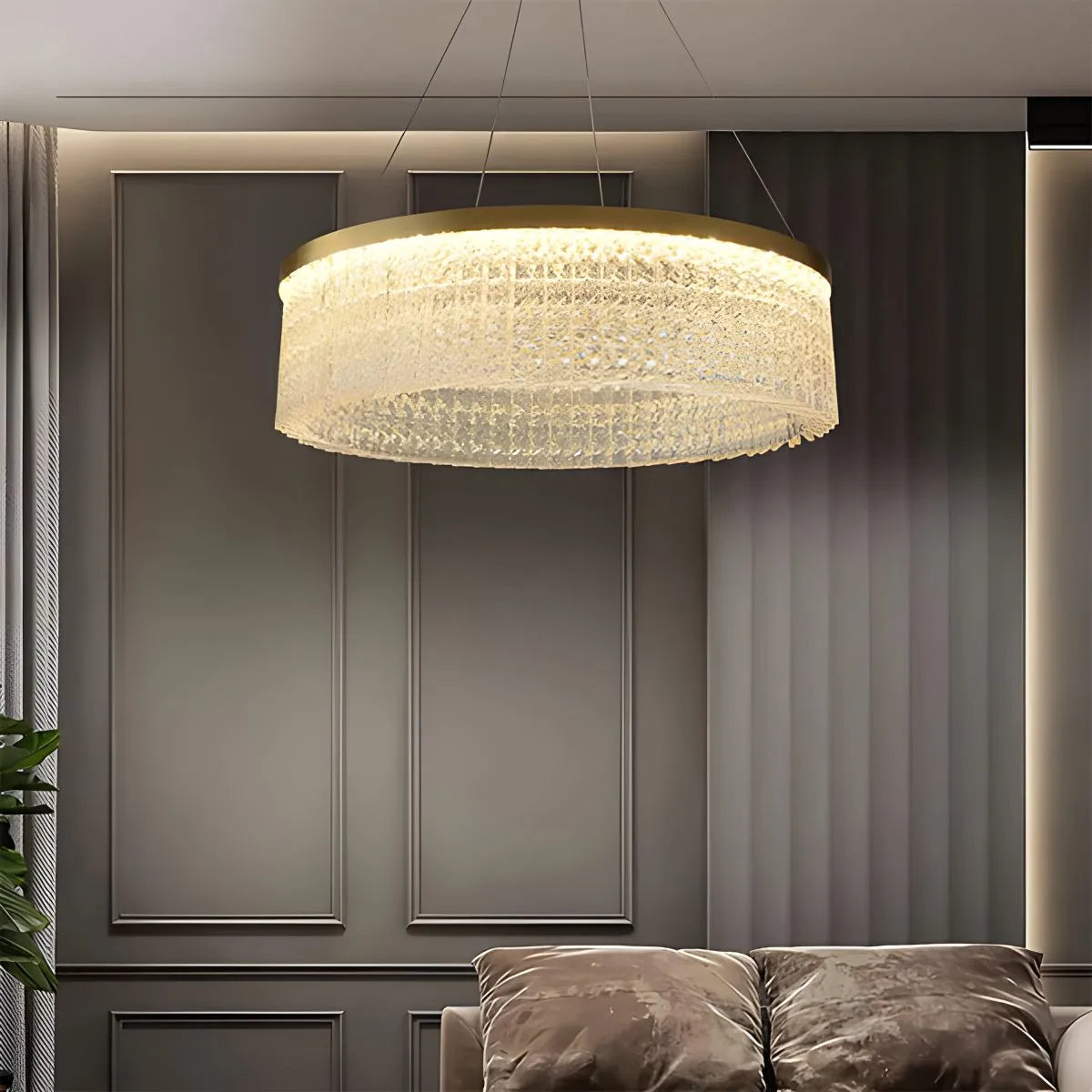 Feyran Round Halo Crystal Chandelier for Living Room