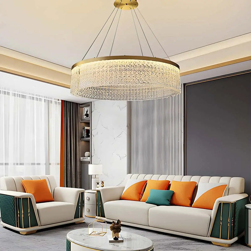 Feyran Round Halo Crystal Chandelier for Living Room