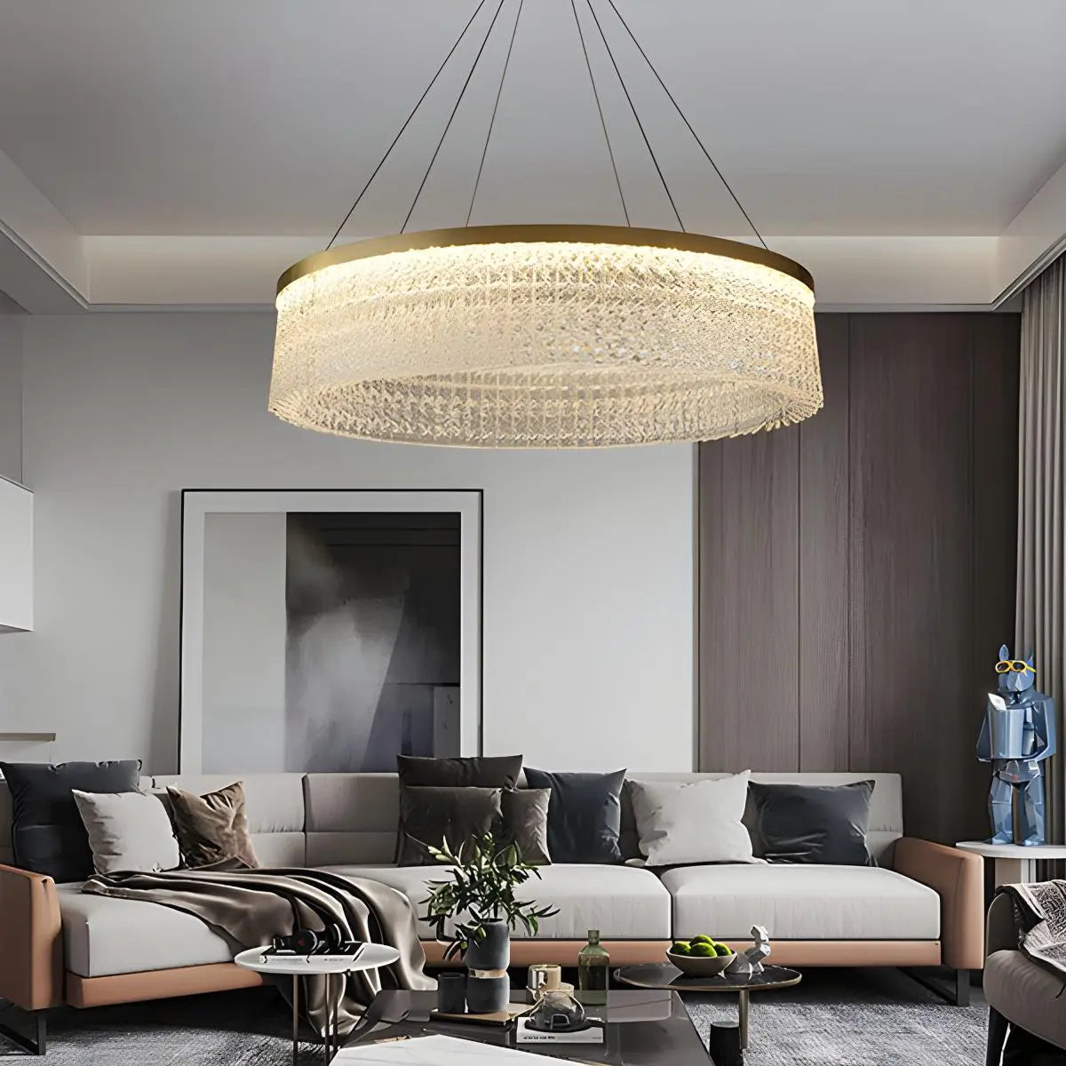 Feyran Round Halo Crystal Chandelier for Living Room
