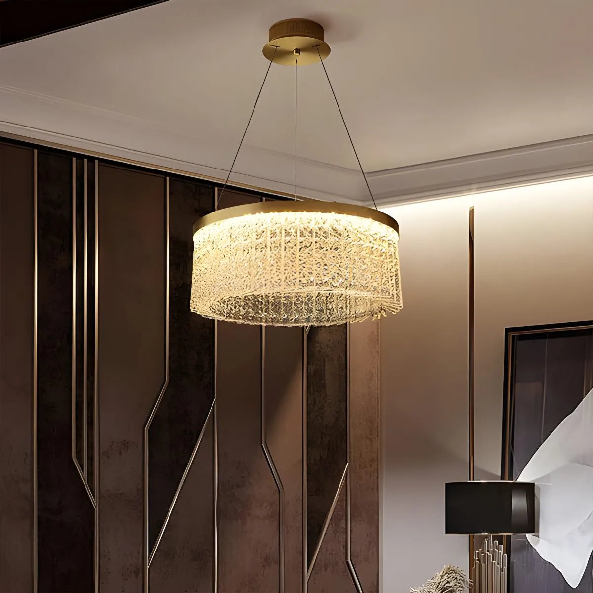 Feyran Round Halo Crystal Chandelier for Living Room