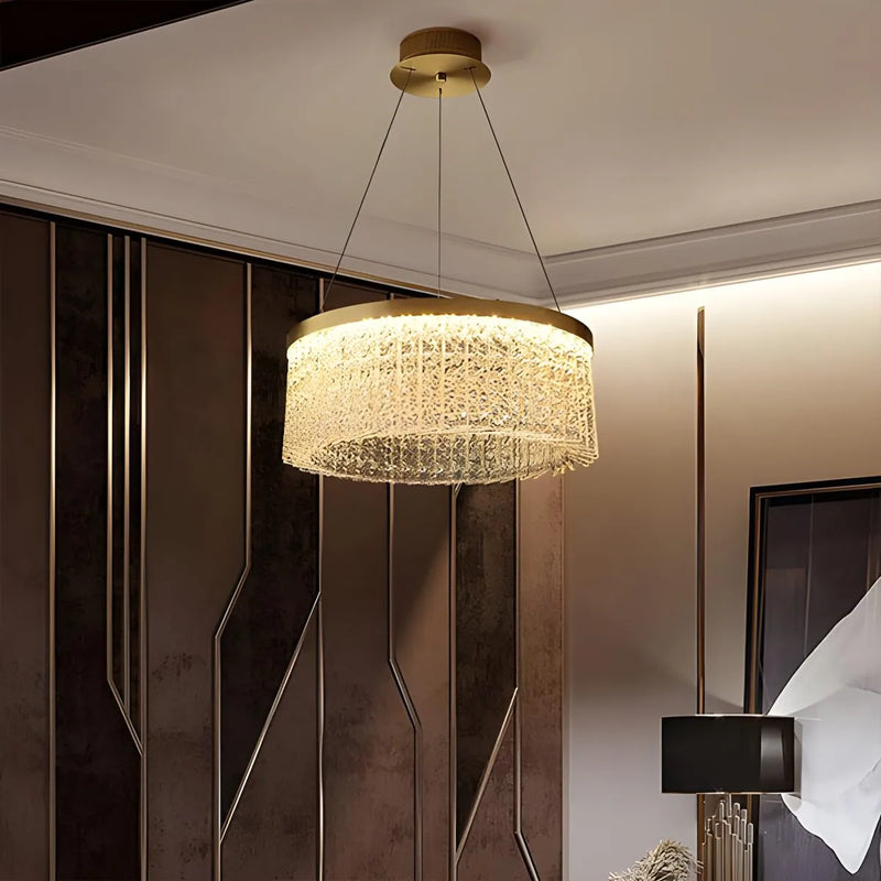 Feyran Round Halo Crystal Chandelier for Living Room