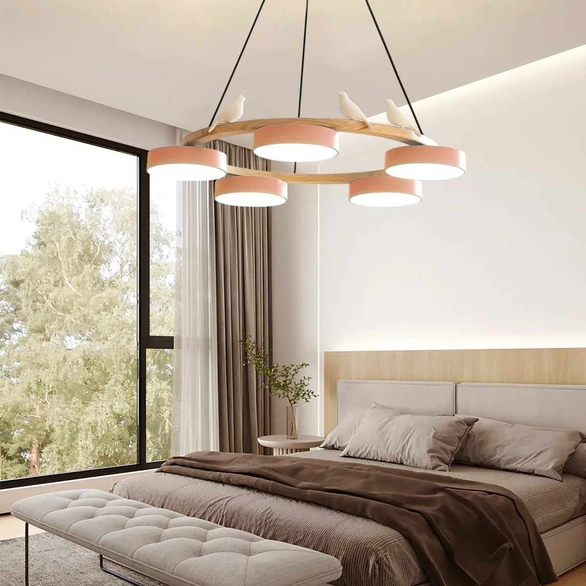 Feyran Sienna Bird Round Chandelier for Living Room