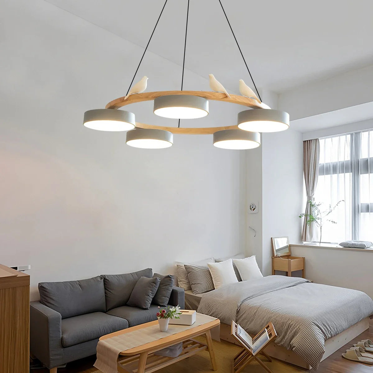 Feyran Sienna Bird Round Chandelier for Living Room