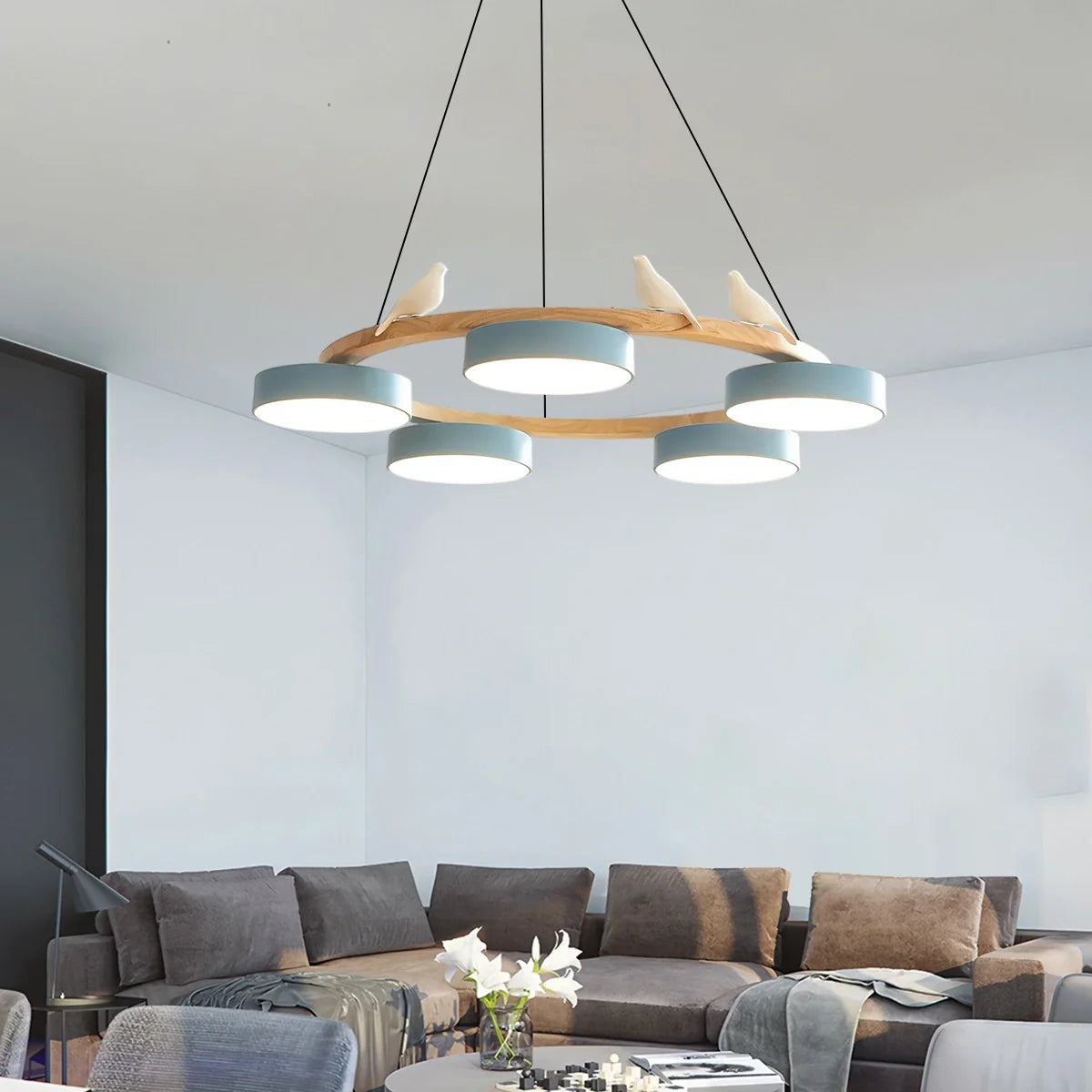 Feyran Sienna Bird Round Chandelier for Living Room