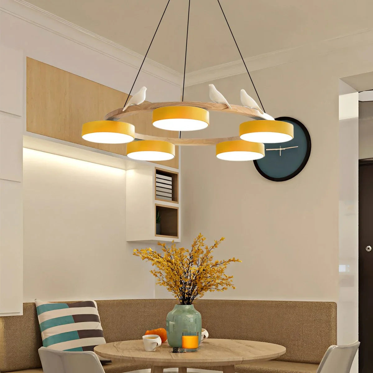 Feyran Sienna Bird Round Chandelier for Living Room