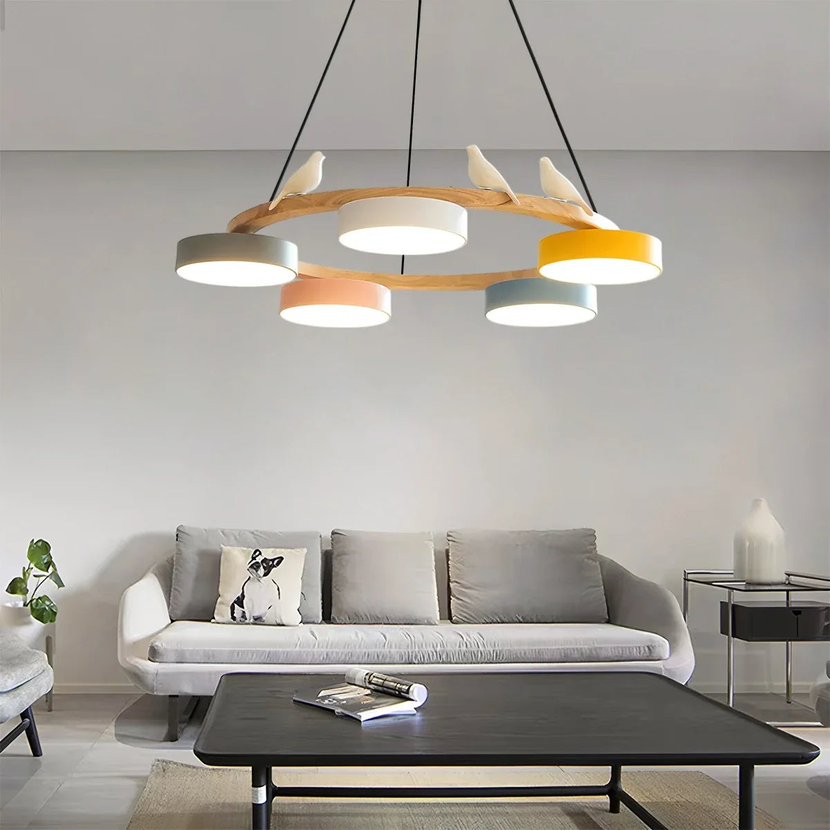 Feyran Sienna Bird Round Chandelier for Living Room