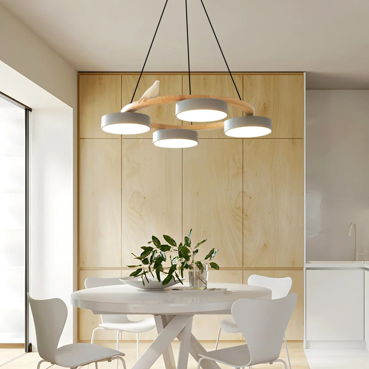 Feyran Sienna Bird Round Chandelier for Living Room
