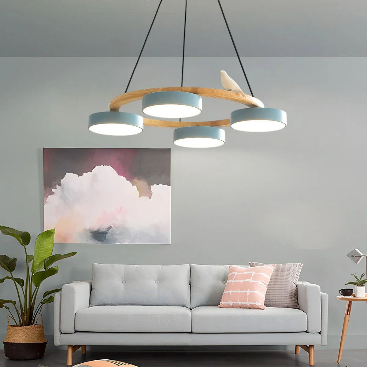 Feyran Sienna Bird Round Chandelier for Living Room